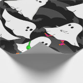 Halloween spookhond kat zwart cadeaupapier (Hoek)