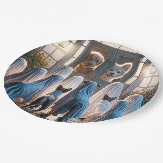 Halloween spookhonden papieren bordje (Gekanteld)