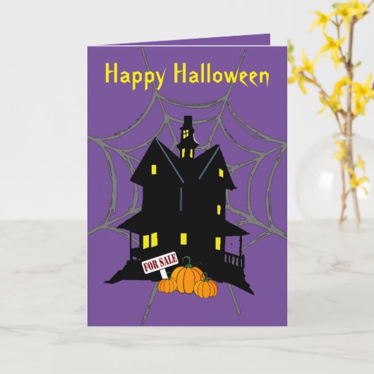 Halloween-spookhuis 5" x 7" wenskaart kaart (Gele Bloem)