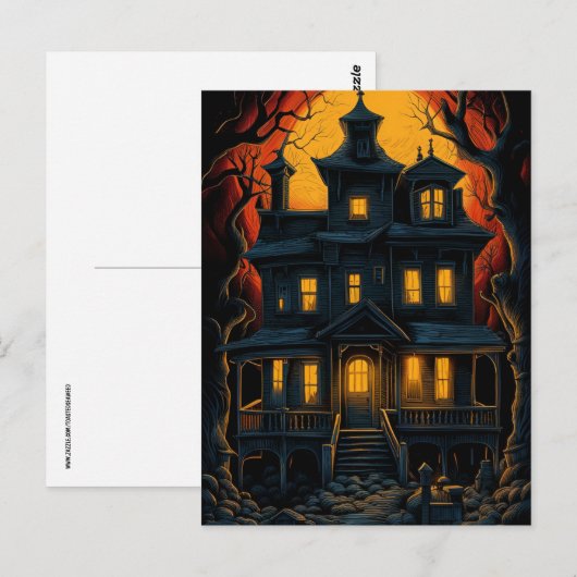Halloween spookhuis bij nacht Briefkaarten (Voorkant / Achterkant)