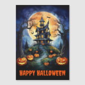 Halloween spookhuis en pompoenen magnetische Kaart (Voorkant)