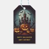 Halloween spookhuis familie cadeaulabel (Achterkant)