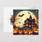 Halloween spookhuis feestdagenkaart (Voorkant / Achterkant)