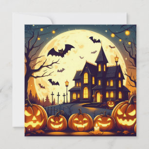 Halloween spookhuis feestdagenkaart