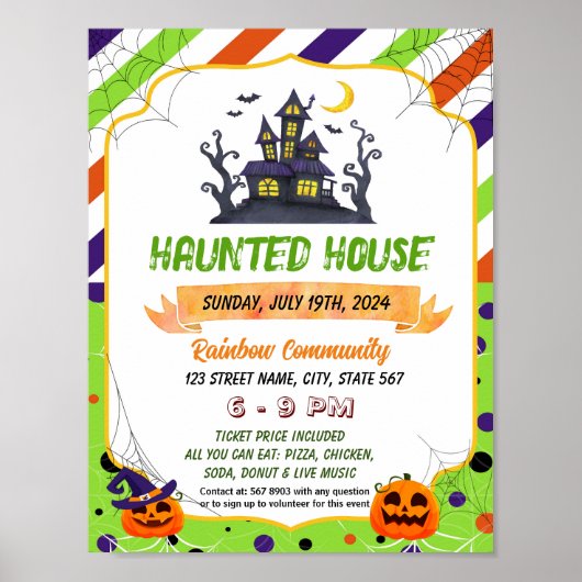 Halloween spookhuis flyer poster sjabloon (Voorkant)