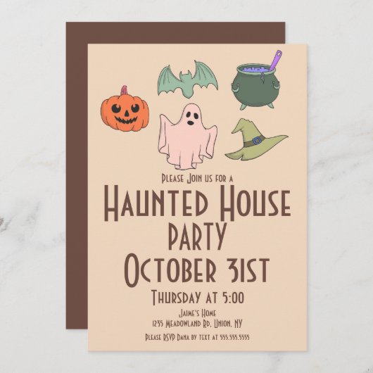  Halloween spookhuis hand Kaart (Voorkant / Achterkant)