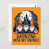  Halloween spookhuis heks gnoom Sinaasappel Briefkaart (Voorkant / Achterkant)