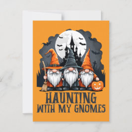 Halloween spookhuis heks gnoom Sinaasappel Briefkaart