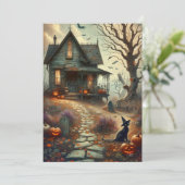  Halloween spookhuis Herfst Feestdagenkaart (Staand voorkant)