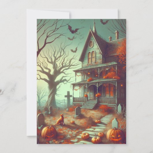  Halloween spookhuis Herfst Feestdagenkaart (Voorkant)