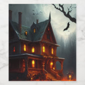 Halloween/spookhuis/Herfst Wijn Etiket (Enkel label)