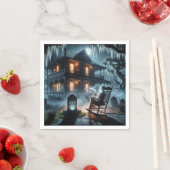 Halloween spookhuis met grafsteen servet (Insitu)