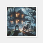 Halloween spookhuis met grafsteen servet (Voorkant)