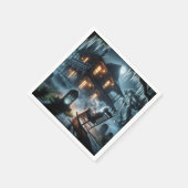 Halloween spookhuis met grafsteen servet (Hoek)