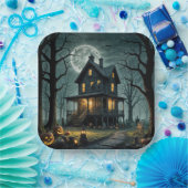 Halloween spookhuis met Jack-o-lantaarns Papieren Bordje (Feest)