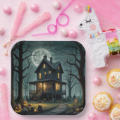 Halloween spookhuis met Jack-o-lantaarns Papieren Bordje (Feest)