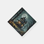 Halloween spookhuis met Jack-o-lantaarns Servet (Hoek)