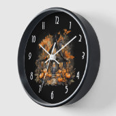 Halloween spookhuis met pompoenen & gebladerte (Hoek)