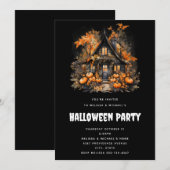 Halloween spookhuis met pompoenen & gebladerte kaart (Voorkant / Achterkant)