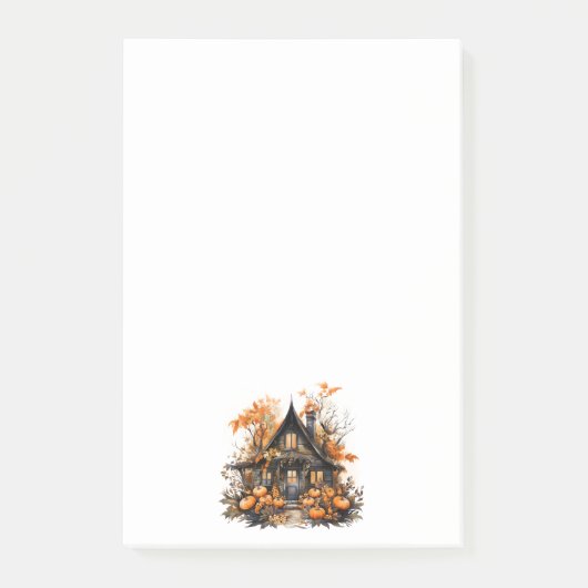 Halloween spookhuis met pompoenen & gebladerte post-it® notes (Voorkant)