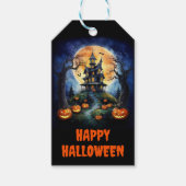 Halloween spookhuis met pompoenenfeest cadeaulabel (Voorkant)