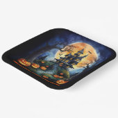 Halloween spookhuis met pompoenenfeest papieren bordje (Gebogen)