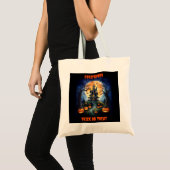 Halloween spookhuis met pompoennaam tote bag (Voorkant (product))