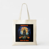 Halloween spookhuis met pompoennaam tote bag (Achterkant)