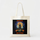 Halloween spookhuis met pompoennaam tote bag (Voorkant)