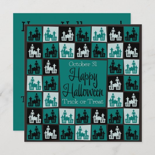 Halloween spookhuis mozaïek kaart (Voorkant / Achterkant)