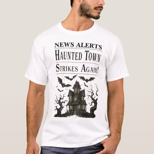  Halloween spookhuis nieuws waarschuwingen T-shirt (Voorkant)