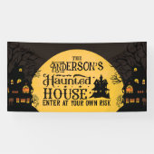 Halloween spookhuis op eigen risico betreden spandoek (Horizontaal)