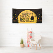 Halloween spookhuis op eigen risico betreden spandoek (Insitu)