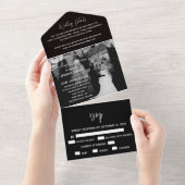 Halloween spookhuis paar bruiloft oktober all in one uitnodiging (Afscheurbaar)