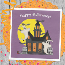 Halloween spookhuis papier servet