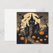 Halloween spookhuis, pompoenen, vleermuizen Feestdagenkaart (Voorkant / Achterkant)