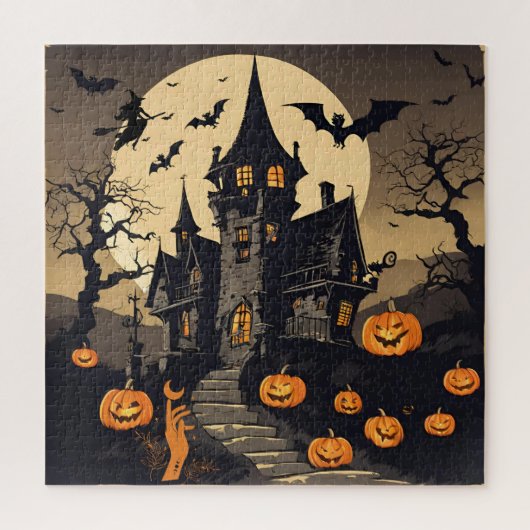  Halloween spookhuis, pompoenen, vleermuizen Legpuzzel (Verticaal)