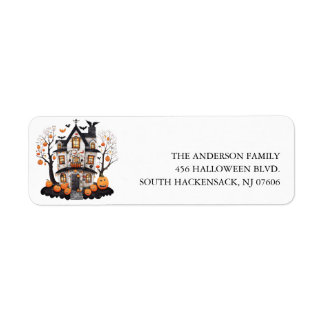 Halloween spookhuis retour adres label