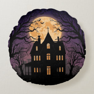 Halloween spookhuis rond kussen