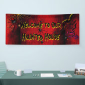 Halloween spookhuis spinnen vleermuizen bloed rood spandoek (Beurs)