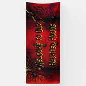 Halloween spookhuis spinnen vleermuizen bloed rood spandoek (Verticaal)