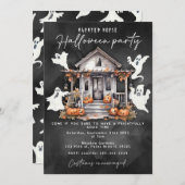 Halloween spookhuis spookachtig spookfeest kaart (Voorkant / Achterkant)