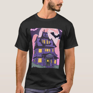 Halloween spookhuis vleermuizen maan emo goth t-shirt