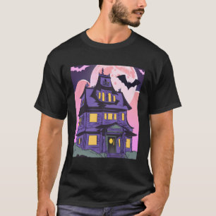 Halloween spookhuis vleermuizen maan emo goth t-shirt