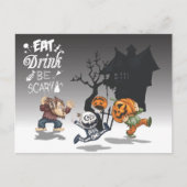 Halloween spookhuis weerwolf skelet pompoen briefkaart (Voorkant)