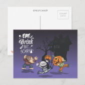 Halloween spookhuis weerwolf skelet pompoen briefkaart (Voorkant / Achterkant)