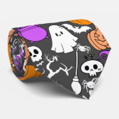 Halloween spookiness patroon 01 D Grijs BG Stropdas (Opgerold)