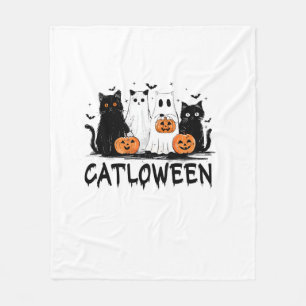 Halloween Spookkat Catloween Grappige Zwarte Kat K Fleece Deken
