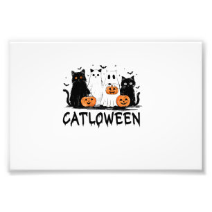Halloween Spookkat Catloween Grappige Zwarte Kat K Foto Afdruk