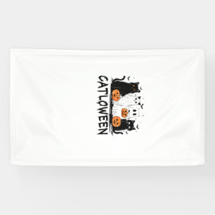 Halloween Spookkat Catloween Grappige Zwarte Kat K Spandoek
